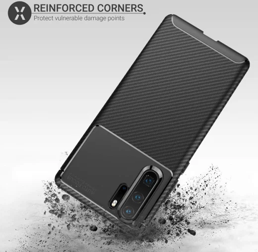 Huawei P30 Pro Siliconen Carbon Hoesje Zwart afbeelding 9