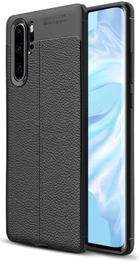 Huawei P30 Pro Hoesje met Kunstleer Coating Zwart afbeelding 1