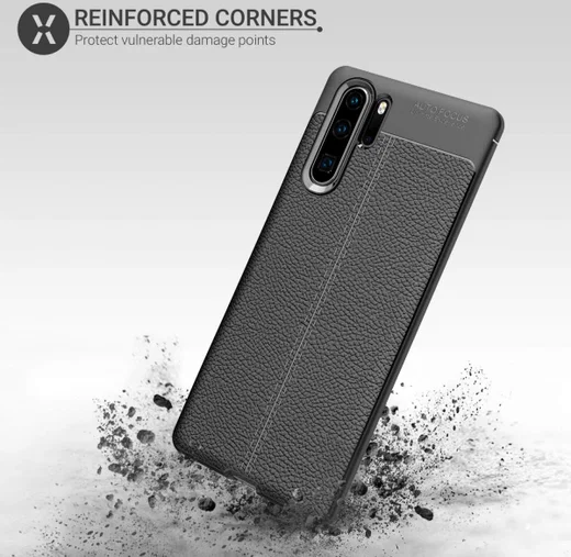 Huawei P30 Pro Hoesje met Kunstleer Coating Zwart afbeelding 6