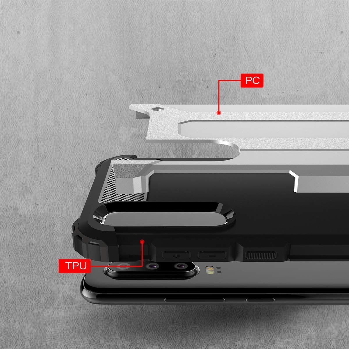 Huawei P30 Hybride Hoesje Rood afbeelding 4