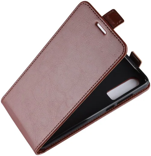 Huawei P30 Verticale Flip Hoesje Bruin afbeelding 5