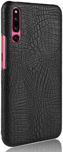 Huawei P30 Hoesje met Krokodil Kunstleer Coating Zwart afbeelding 3