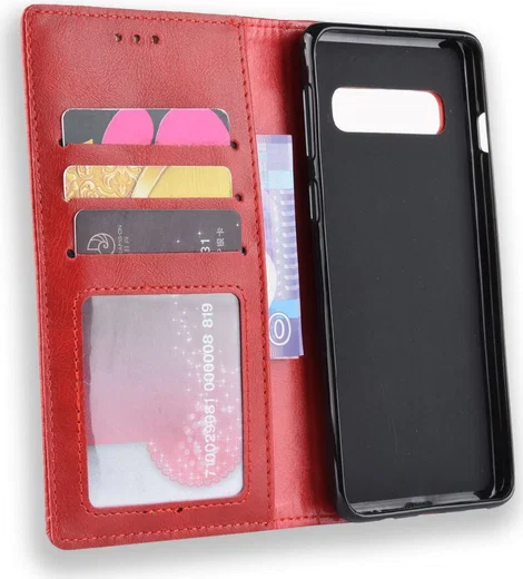 Samsung Galaxy S10 Vintage Portemonnee Hoesje Rood afbeelding 5