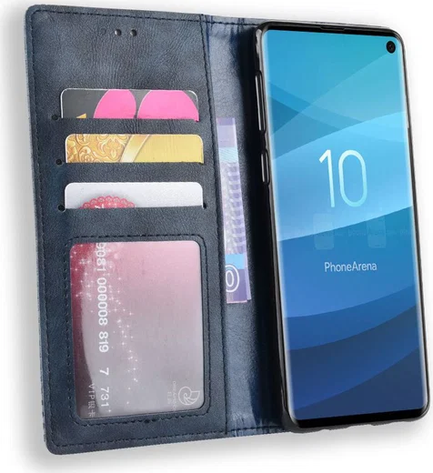Samsung Galaxy S10 Vintage Portemonnee Hoesje Blauw afbeelding 1