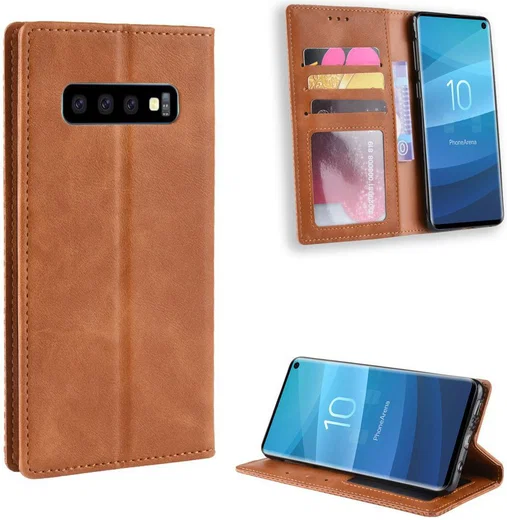 Samsung Galaxy S10 Vintage Portemonnee Hoesje Bruin afbeelding 7