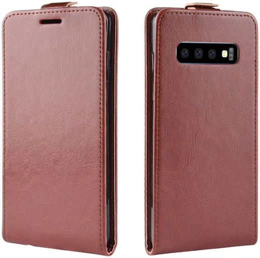 Samsung Galaxy S10 Flip Hoesje Verticaal Bruin afbeelding 2