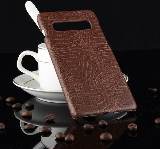 Samsung Galaxy S10 Plus Hoesje met Krokodil Textuur Bruin afbeelding 3