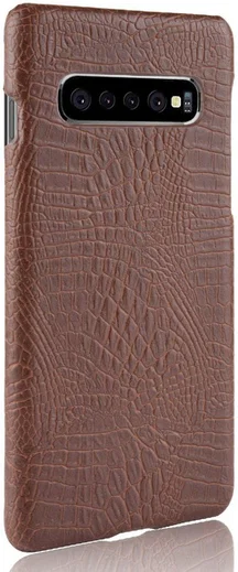 Samsung Galaxy S10 Plus Hoesje met Krokodil Textuur Bruin afbeelding 4