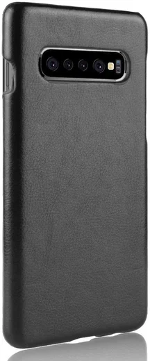 Samsung Galaxy S10 Plus Hoesje met Kunstleer Coating Zwart afbeelding 3