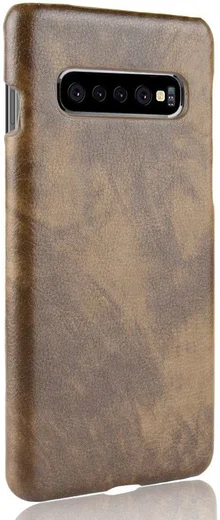 Samsung Galaxy S10 Plus Hoesje met Kunstleer Coating Bruin afbeelding 3