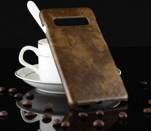 Samsung Galaxy S10 Plus Hoesje met Kunstleer Coating Bruin afbeelding 5