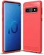 Samsung Galaxy S10 Geborsteld TPU Hoesje Rood afbeelding 1