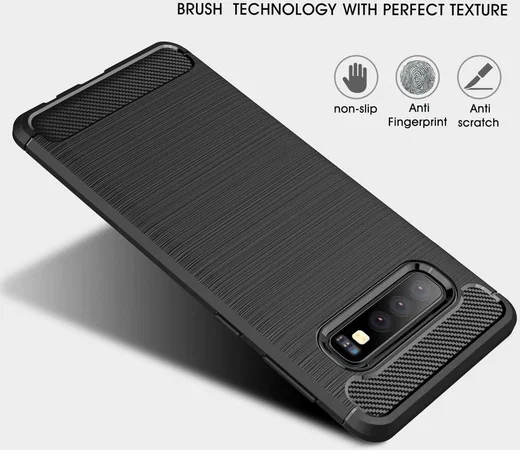 Samsung Galaxy S10 Geborsteld TPU Hoesje Rood afbeelding 5