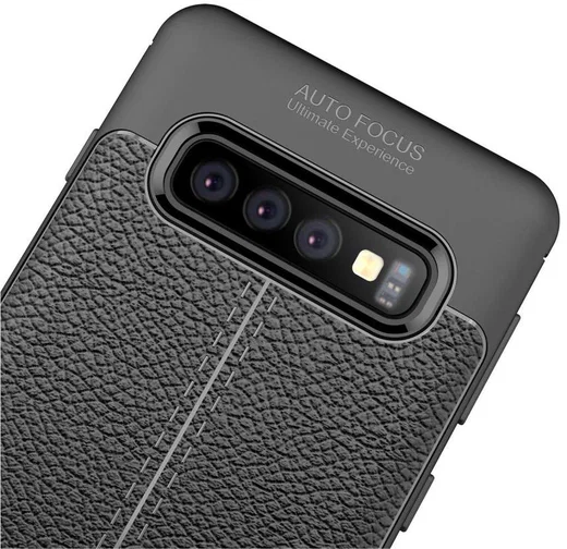 Samsung Galaxy S10 TPU Hoesje met Leren Textuur Zwart afbeelding 10