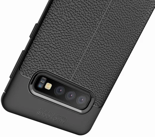 Samsung Galaxy S10 TPU Hoesje met Leren Textuur Zwart afbeelding 5