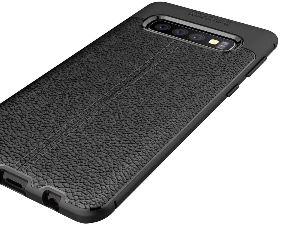 Samsung Galaxy S10 TPU Hoesje met Leren Textuur Zwart afbeelding 9