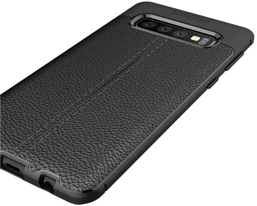 Samsung Galaxy S10 TPU Hoesje met Leren Textuur Zwart afbeelding 9