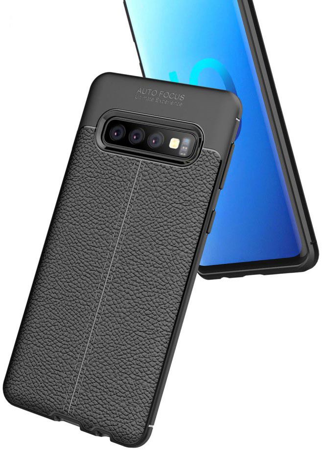 Samsung Galaxy S10 TPU Hoesje met Leren Textuur Blauw afbeelding 7