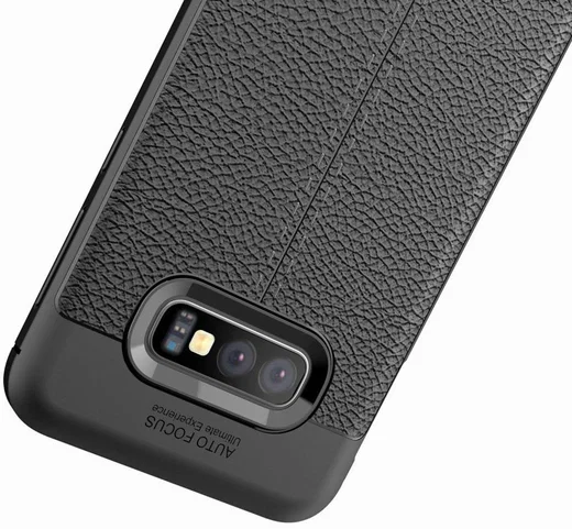 Samsung Galaxy S10E TPU Hoesje met Leren Textuur Coating Blauw afbeelding 12