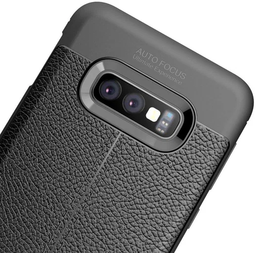 Samsung Galaxy S10E TPU Hoesje met Leren Textuur Coating Blauw afbeelding 6