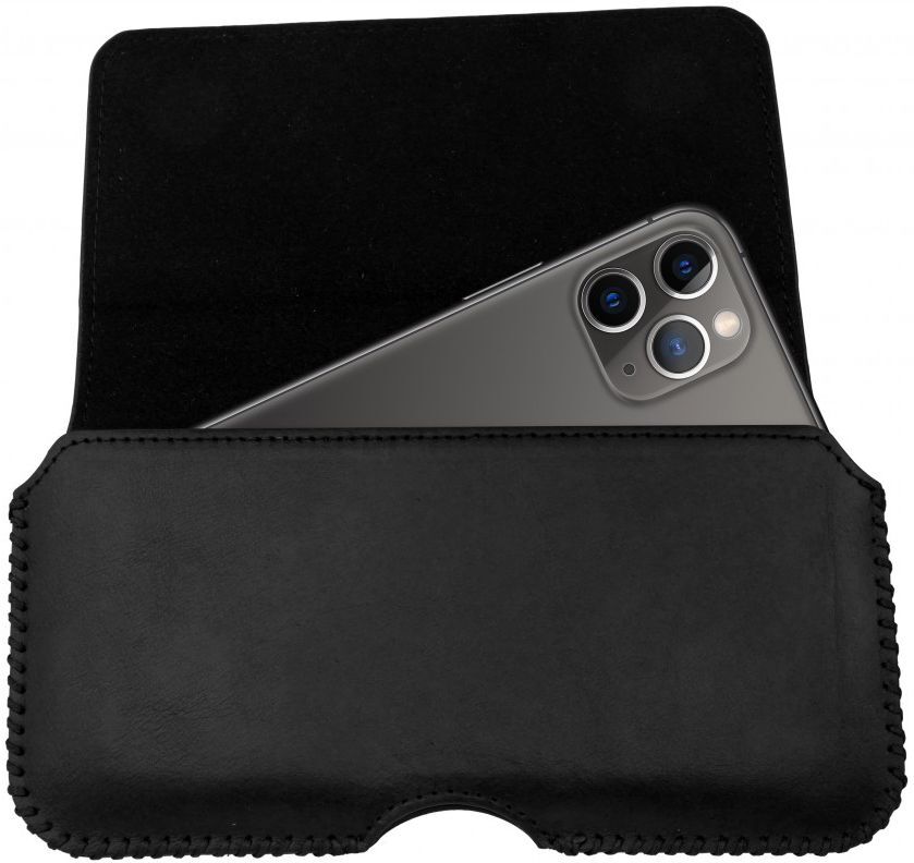 Rosso Deluxe Hoesje Belt Case Met Riemlus Echt Leer Medium Zwart afbeelding 3