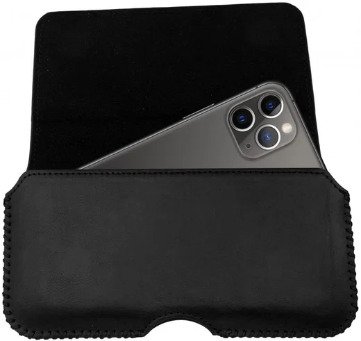 Rosso Deluxe Hoesje Belt Case Met Riemlus Echt Leer Medium Zwart afbeelding 3