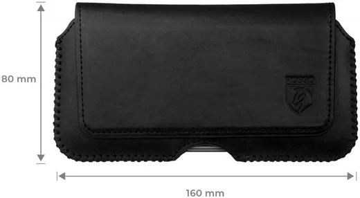 Rosso Deluxe Hoesje Belt Case Met Riemlus Echt Leer Medium Zwart afbeelding 5