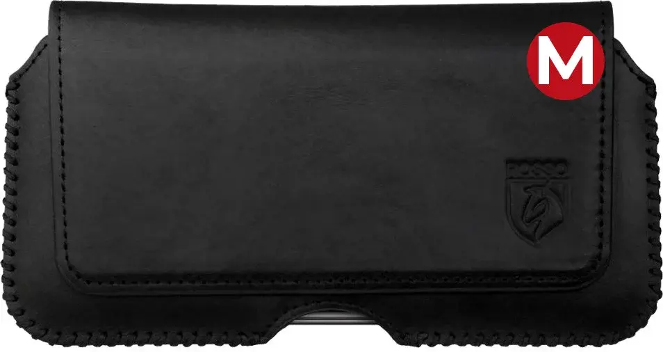 Rosso Deluxe Hoesje Belt Case Met Riemlus Echt Leer Medium Zwart afbeelding 1