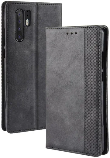Huawei P30 Pro Vintage Portemonnee Hoesje Zwart afbeelding 3