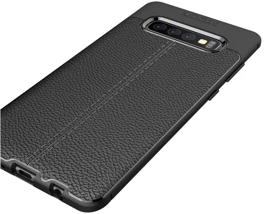 Samsung Galaxy S10 Plus Hoesje met Leren Textuur Zwart afbeelding 8