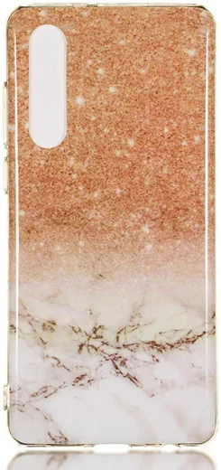 Huawei P30 TPU Hoesje met Marmer Opdruk Goud afbeelding 1