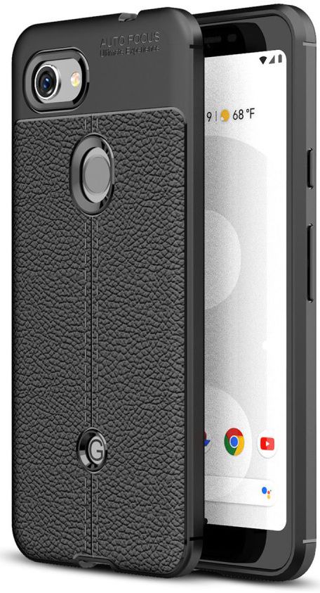 Google Pixel 3A Hoesje met Leren Textuur Zwart afbeelding 1