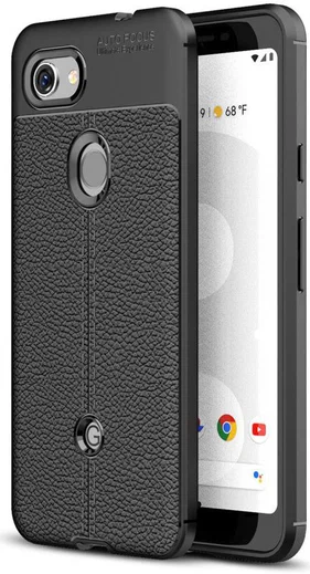 Google Pixel 3A Hoesje met Leren Textuur Zwart afbeelding 1