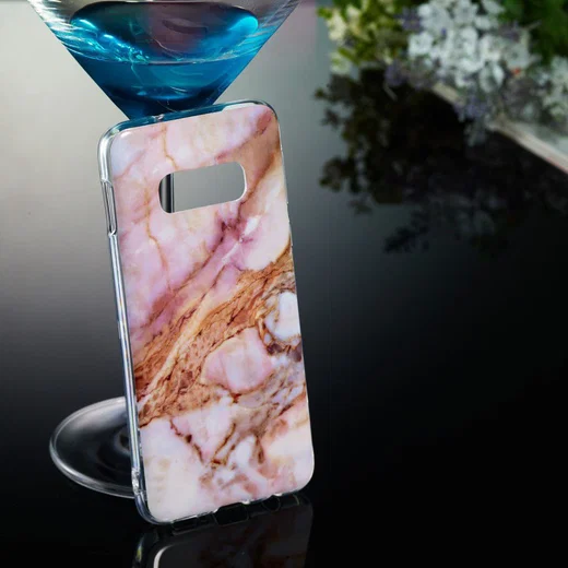 Samsung Galaxy S10E TPU Back Cover met Marmer Print Roze Goud afbeelding 4