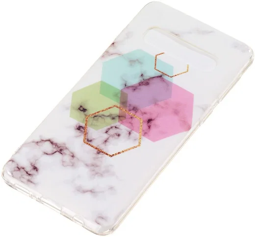 Samsung Galaxy S10 TPU Back Cover met Marmer Print Hexagon afbeelding 2