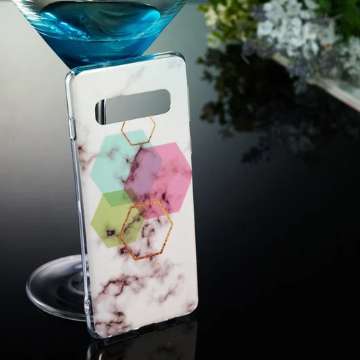 Samsung Galaxy S10 TPU Back Cover met Marmer Print Hexagon afbeelding 4