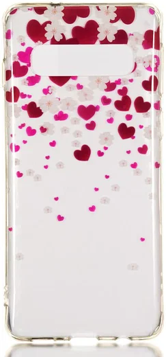 Samsung Galaxy S10 Transparant TPU Hoesje met Hart Print afbeelding 1