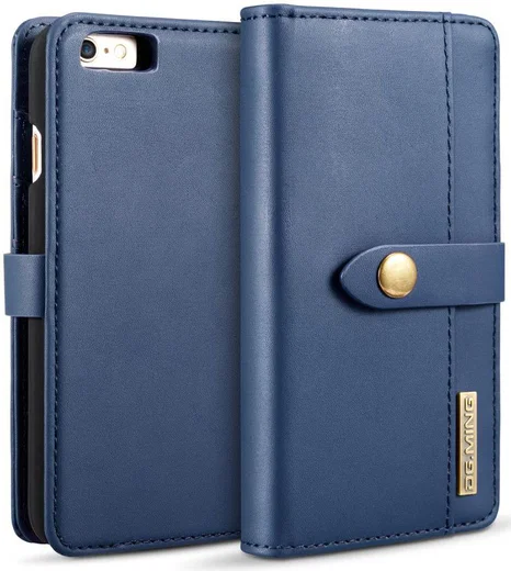 Apple iPhone 6s Plus Leren 2-in-1 Bookcase en Back Cover Hoesje Blauw afbeelding 1