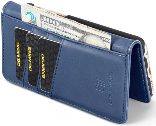 Apple iPhone 6s Plus Leren 2-in-1 Bookcase en Back Cover Hoesje Blauw afbeelding 12