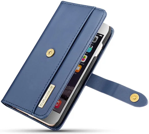 Apple iPhone 6s Plus Leren 2-in-1 Bookcase en Back Cover Hoesje Blauw afbeelding 13