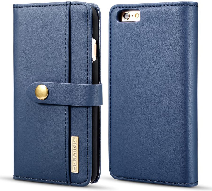 Apple iPhone 6s Plus Leren 2-in-1 Bookcase en Back Cover Hoesje Blauw afbeelding 15