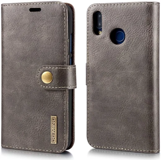 Huawei P20 Lite Leren Portemonnee Hoesje Grijs afbeelding 6