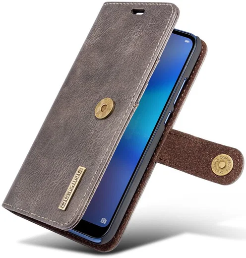 Huawei P20 Lite Leren Portemonnee Hoesje Grijs afbeelding 2