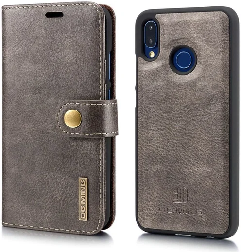 Huawei P20 Lite Leren Portemonnee Hoesje Grijs afbeelding 5