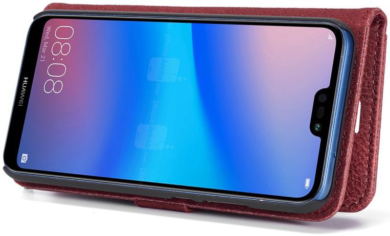 Huawei P20 Lite Leren Portemonnee Hoesje Rood afbeelding 10