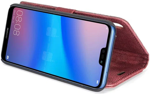 Huawei P20 Lite Leren Portemonnee Hoesje Rood afbeelding 4