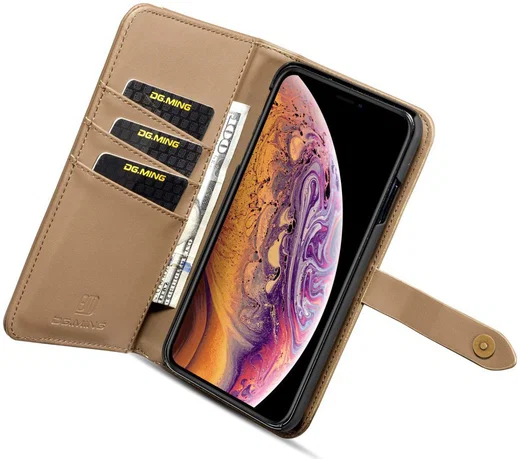 Apple iPhone XS Max Leren 2-in-1 Bookcase en Back Cover Hoesje Bruin afbeelding 4
