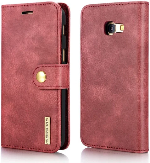 Samsung Galaxy A5 (2017) Echt Leren Portemonnee Hoesje Rood afbeelding 3