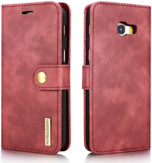 Samsung Galaxy A5 (2017) Echt Leren Portemonnee Hoesje Rood afbeelding 6