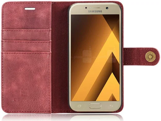 Samsung Galaxy A5 (2017) Echt Leren Portemonnee Hoesje Rood afbeelding 10